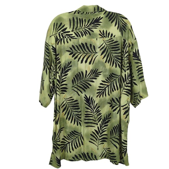 Inserch Mens Green Black Men's Shirt Sz XL Leaf Pattern Button-Up Short Sleeve - Picture 2 of 14